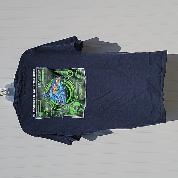 Mens Size L Columbia Navy Blue Tshirt Fish - Picture 5 of 6